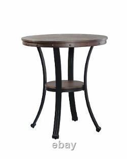 Tall Round Pub Table Home Bar Curved Legs Metal Base Wood Top Dining Furniture