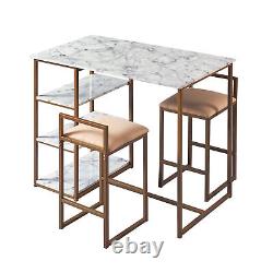 Teamson Home Breakfast Dining Set Bar Table 2 Padded Stool Chairs Storage