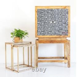 Toby Bone Inlay Bar Cabinet Wine Cabinet Modern Wood Pattern Living Room Décor