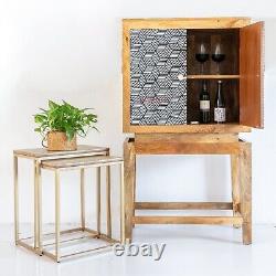 Toby Bone Inlay Bar Cabinet Wine Cabinet Modern Wood Pattern Living Room Décor