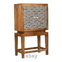 Toby Bone Inlay Bar Cabinet Wine Cabinet Modern Wood Pattern Living Room Décor