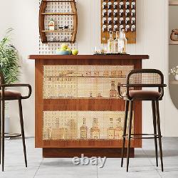Tribesigns 4-Tier Bar Table with Stemware Holder Storage Shelves for Home Pub