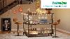 Tribesigns Bar Unit 3 Tier L Shaped Liquor Bar Table With Wine Glasses Holder Xk00169