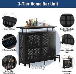 Tribesigns Home Bar Unit, 3 Tier Liquor Bar Table with Stemware Racks and Wine S