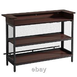 Tribesigns Industrial Home Bar Unit with Stemware Rack & Footrest, Mesh Bar Table