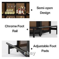 Tribesigns Modern Black Bar Table Cabinet Home Bar Unit with Glasses Holder