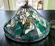 Vtg 20 Tiffany Style Slag Stained Glass Chandelier Hanging Lamp Aqua Calla Lily