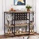 Versatile Wine Rack Table Freestanding Home Bar Cabinet With Wine & Glasses Holder