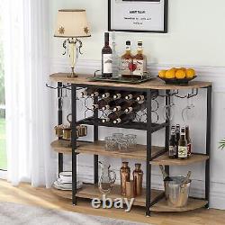 Versatile Wine Rack Table Freestanding Home Bar Cabinet with Wine & Glasses Holder