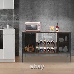 Wine Bar Cabinet Coffee Bar Cabinets Table with Wine Rack for Liquor and Glasses