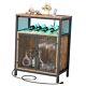 Wine Bar Cabinet With Power Outlet & Led Light, Home Mini Coffee Rustic Brown