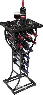 Wine Rack Console for Home Bar Mini Wine Stand with Faux Black Marble Table To