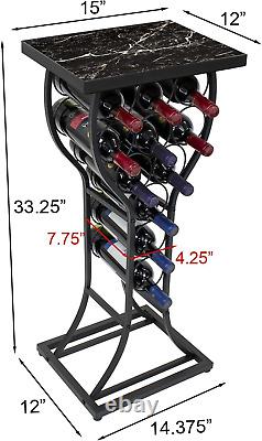 Wine Rack Console for Home Bar Mini Wine Stand with Faux Black Marble Table To