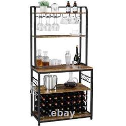 Wine Rack Table Shelf Wine Glass Holder Home Bar Space Saver Organizer Entertain