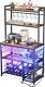 Yacchi Home Bar Cabinet For Home With Outlet And Led Light, Wine Bar For Living