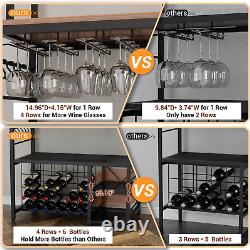 Yacchi Home Bar Cabinet for Home with Outlet and LED Light, Wine Bar for Living