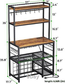 Yacchi Home Bar Cabinet for Home with Outlet and LED Light, Wine Bar for Living