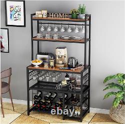 Yacchi Home Bar Cabinet for Home with Outlet and LED Light, Wine Bar for Living