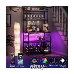 Yacchi home Bar Cabinet for Home with Outlet and LED Light, Wine Bar for Livi