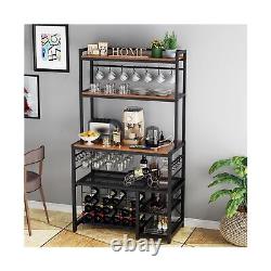 Yacchi home Bar Cabinet for Home with Outlet and LED Light, Wine Bar for Livi