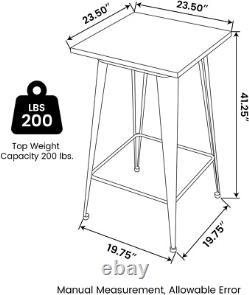 41.25 H Table de bar carrée en acier noir de style moderne et robuste