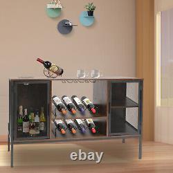 47 Cabinet de bar industriel Table de bar à vin avec support à vin pour alcool et verres États-Unis