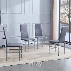 4 chaises de salle à manger en simili cuir gris avec repose-pieds et pieds en métal pour salle à manger ou cuisine