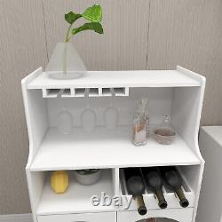 Armoire à bar avec casier à vin, table, étagères de rangement pour verres et spiritueux, style rétro pour la cuisine à la maison