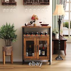 Armoire à vin avec porte-bouteilles détachable, armoire à café avec étagère en verre