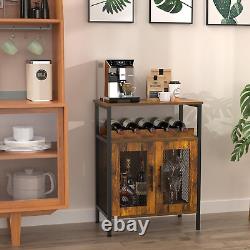 Armoire à vin avec porte-bouteilles détachable, armoire à café avec étagère en verre