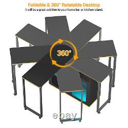 Armoire de bar double face pliable et rotative à 360°, avec station d'alimentation et lumière LED
