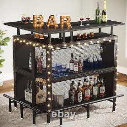 Bar à domicile en forme de L avec supports pour verres, étagères, repose-pieds, mini-bar d'angle, cuisine