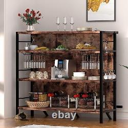 Cabinet de bar à domicile avec table, rangements pour bouteilles d'alcool et porte-verres, pub indépendant.