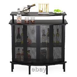 Cabinet de bar à vin moderne Table de bar à domicile avec porte-verres et étagères de rangement