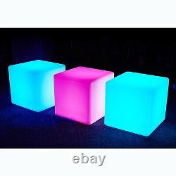 Chaise Cube LED de 43,5cm avec éclairage LED changeant de couleur pour la décoration de la maison, du bar ou de l'hôtel - NEUVE