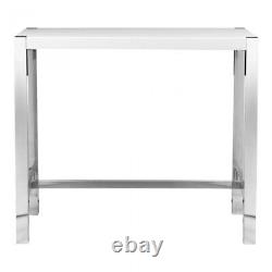 Collection de meubles Moe's Riva Table de bar en bois avec base en acier inoxydable en blanc