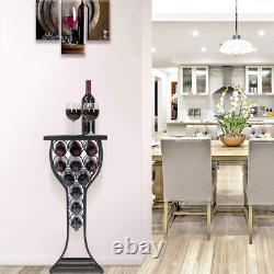 'Console de support à vin pour bar à domicile Mini support à vin avec table en faux marbre noir'
