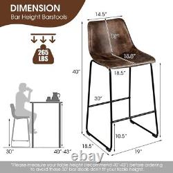 Ensemble de 2 tabourets de bar de hauteur de siège de cuisine avec chaises rembourrées et cadre métallique robuste