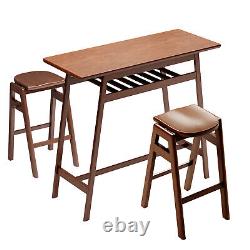 Ensemble de salle à manger 3 pièces : table de bar rétro, tabouret haut avec étagère et crochets pour le bar à domicile.