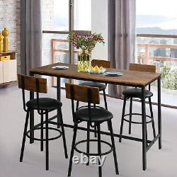 Ensemble de table de bar LONABR 5PCS avec 4 chaises Tabouret de hauteur de comptoir Rembourré Gain de place