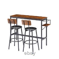 Ensemble de table de bar à 3 pièces Hauteur de comptoir Table de pub de cuisine avec 2 tabourets de bar Marron US