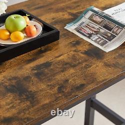 Ensemble de table de bar avec 4 tabourets de bar, siège en PU souple et dossier, marron rustique, rectangulaire