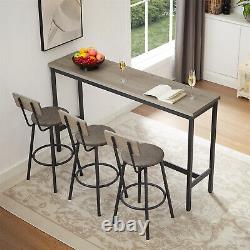Ensemble de table de bar de 4 pièces avec table de cuisine de hauteur de comptoir et 3 tabourets de bar gris US