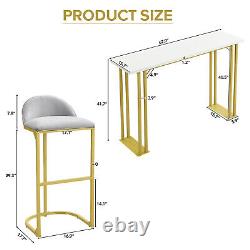 Ensemble de table de bar de 5 pièces avec comptoir de hauteur de table de salle à manger de cuisine et 4 tabourets de bar en velours