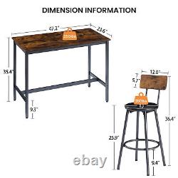 Ensemble de table de bar de 7 pièces avec table de cuisine de hauteur de comptoir et 6 tabourets de bar marron.