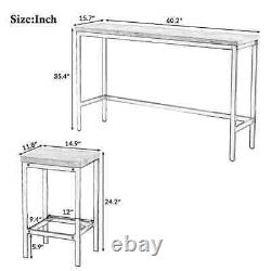 Ensemble de table de bar de hauteur de comptoir avec dessus en bois gris en 4 pièces (places assises pour 3)