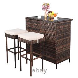Ensemble de table de bar en trois pièces avec tabourets de bar en dégradé marron - Mobilier moderne pour la maison