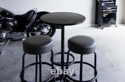Ensemble de table et tabouret de hauteur de bar de 3 pièces pour atelier - Table de pub - Établi robuste noir