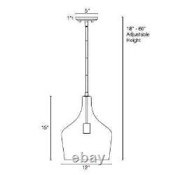 Kira Home Lucy 16 Luminaire Suspendu Moderne + Abat-jour en Vase en Verre Transparent, Hanse Réglable