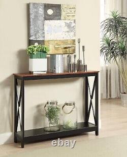 Table Rectangle en bois avec étagère, couleur cerisier/noir Table moderne NEW US